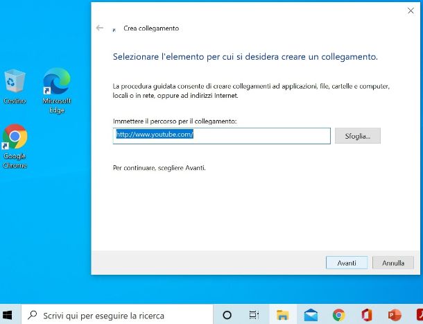 Collegamento YouTube Windows