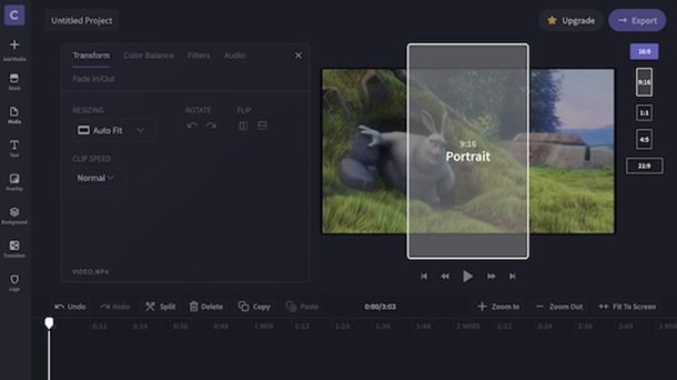 Come ritagliare un'area di un video online Clipchamp