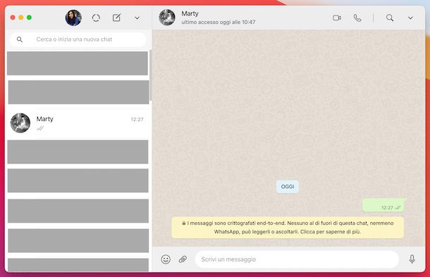 WhatsApp computer messaggio vuoto