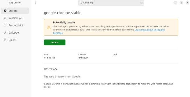 Come installare Chrome su Ubuntu da GUI