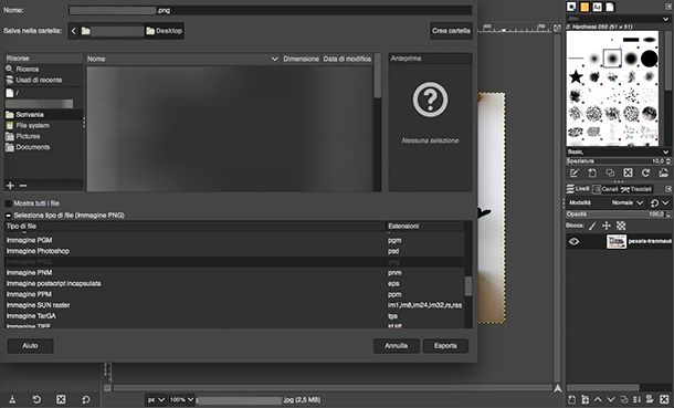 Come trasformare una foto in PNG con GIMP
