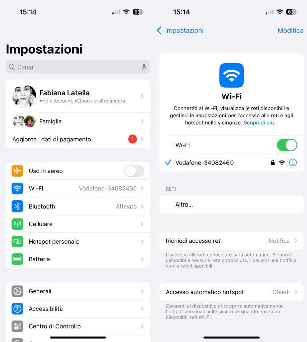Verifica connessione iPhone