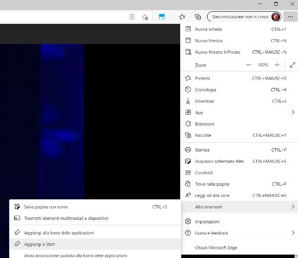 Microsoft Edge scorciatoia YouTube