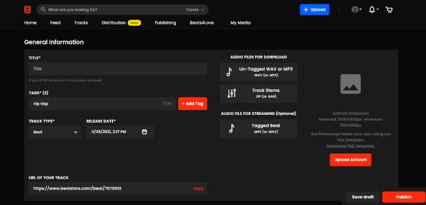 Beatstars dashboard