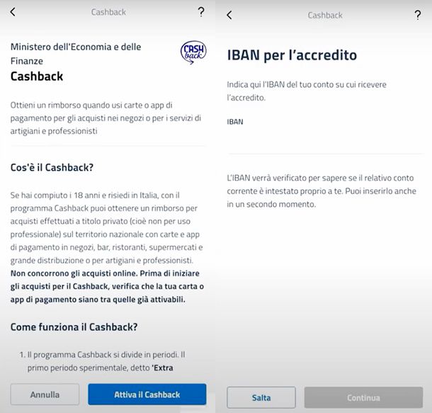 Come pagare con cashback app IO