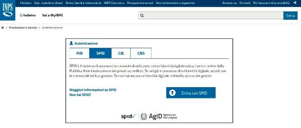 Access to INPS with SPID