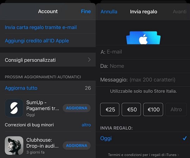 Regala carta App Store