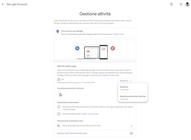 Gestione attività Google