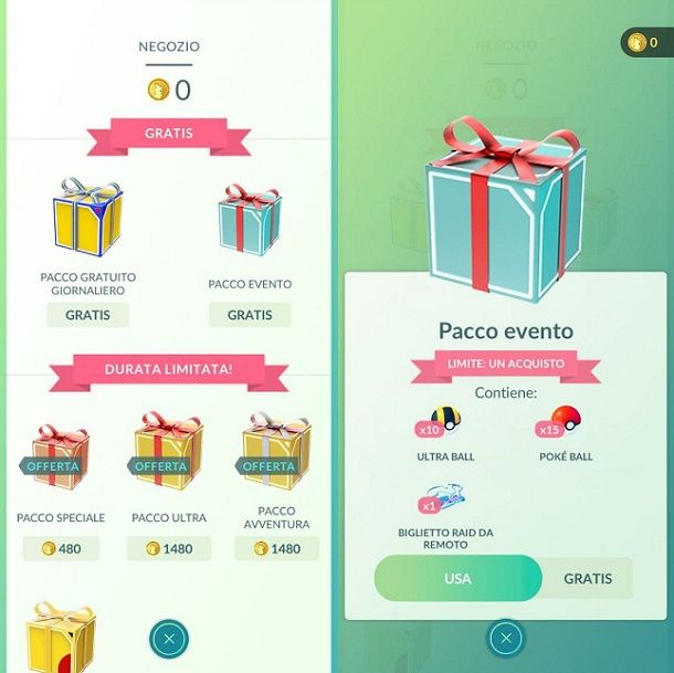 Pacco evento gratis biglietto raid da remoto Pokemon GO