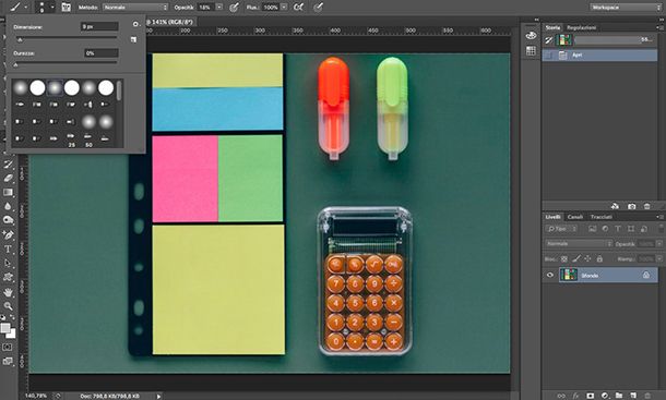 Come fare le ombre con Photoshop scelta strumento Pennello