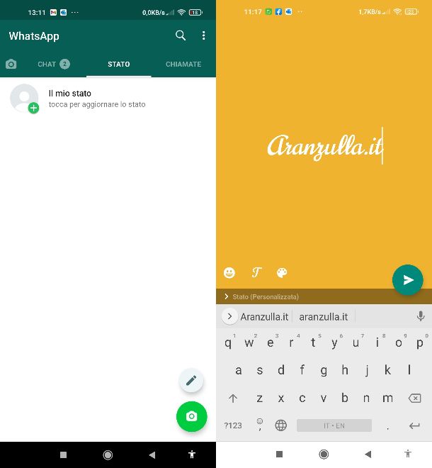 Come scrivere sullo stato di WhatsApp Salvatore Aranzulla