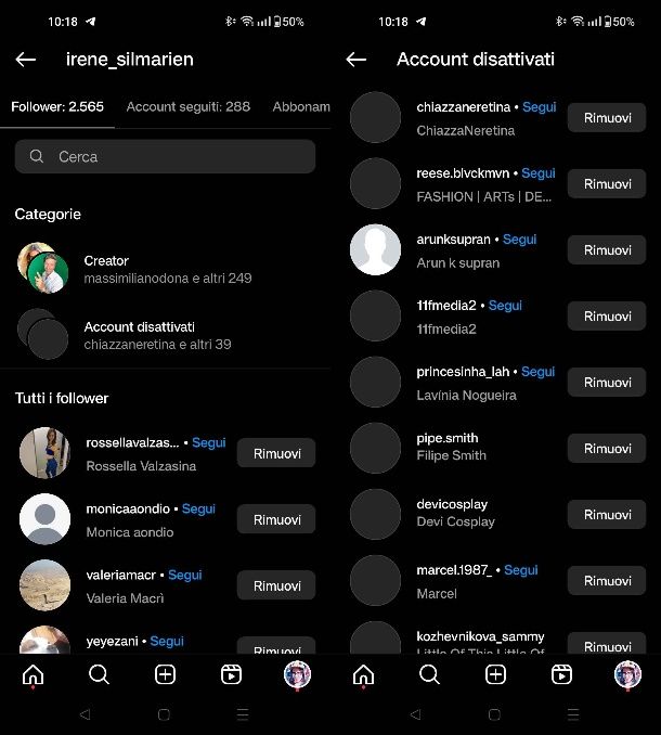 Verificare l'elenco dei propri follower