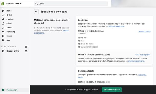 Come gestire un ecommerce con Shopify Spedizione e consegna