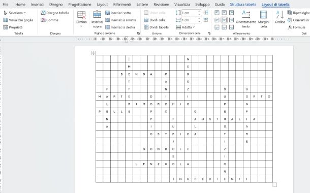 Come creare un cruciverba su Word