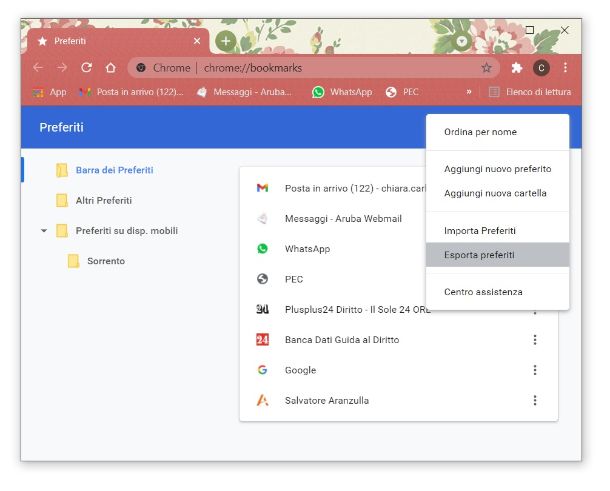 Esportare preferiti Chrome