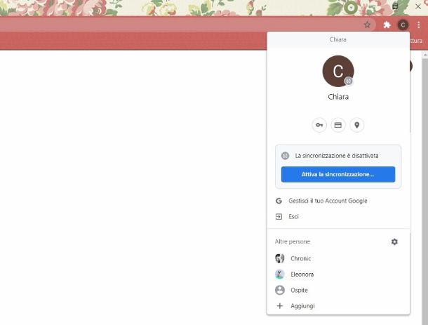Sincronizzazione Chrome
