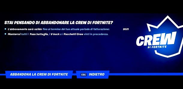 Abbandona la Crew di Fortnite