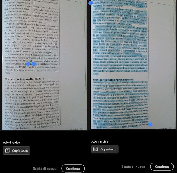 selezione testo adobe scan