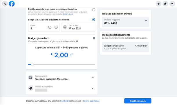 Come fare Facebook Ads gestione budget