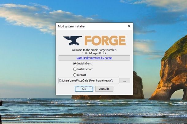 Installazione Forge su Minecraft