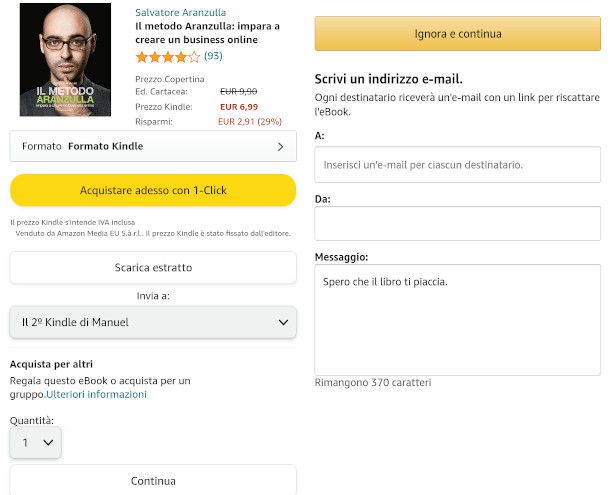 schermate regalo libro amazon da app