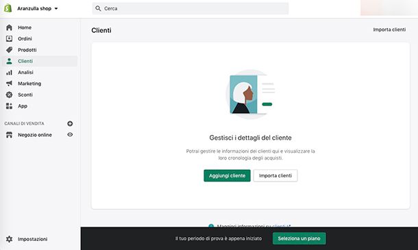 Come gestire un ecommerce con Shopify Clienti