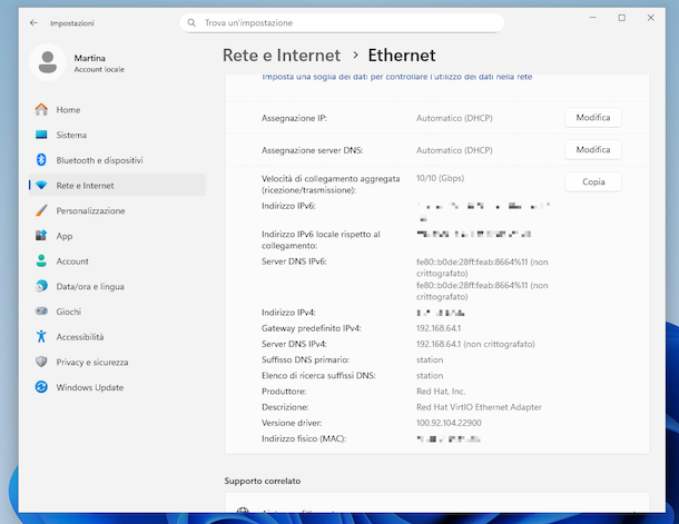 Indirizzo IP Windows 11
