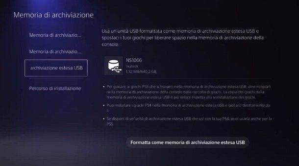 Come formattare hard disk esterno: PS5