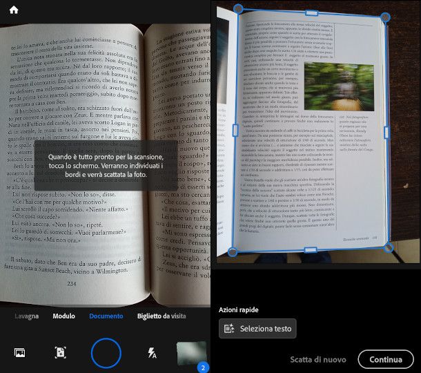 scansione libro adobe scan
