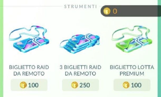 Acquistare biglietti raid da remoto Pokemon GO