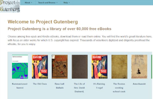 Pagina principale di Project Gutenberg