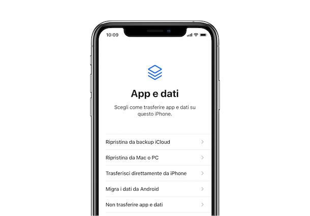 App e dati configurazione iOS