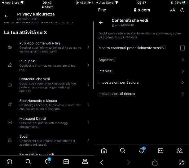 Come attivare i contenuti sensibili su X da iPhone