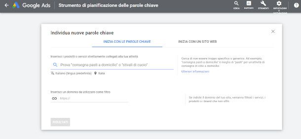 strumento parole chiave Google