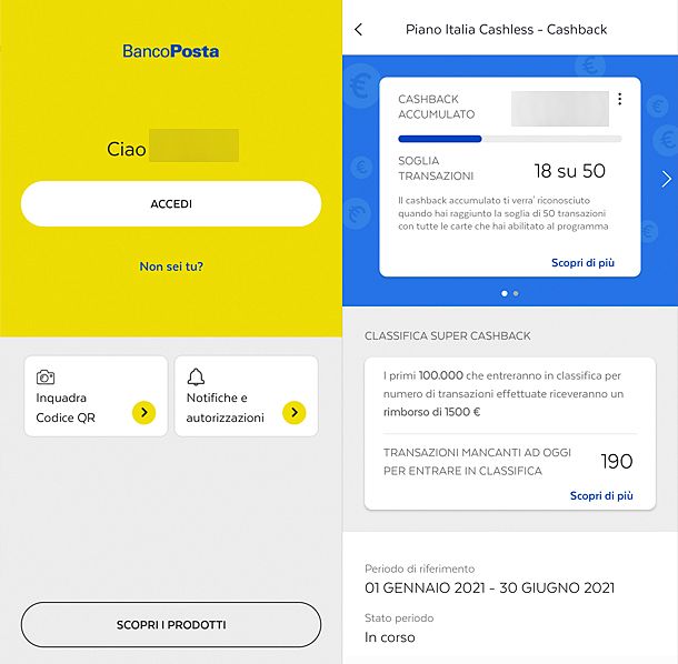 App per cashback senza SPID BancoPosta