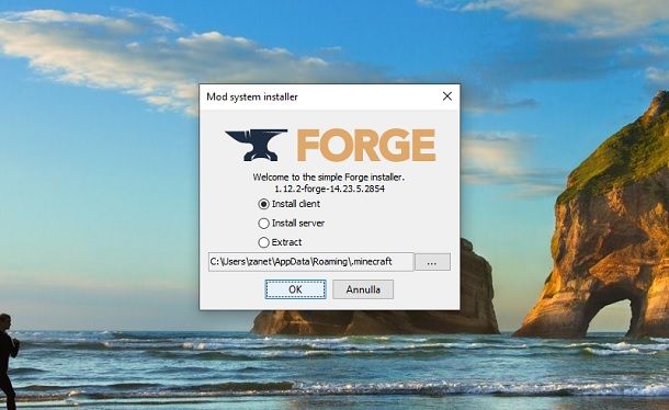 Installazione Forge Windows Minecraft