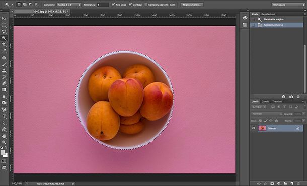 Come fare le ombre su Photoshop selezione Bacchetta magica