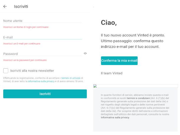 iscrizione Vinted