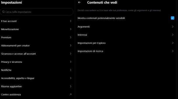 Come attivare i contenuti sensibili su X da PC
