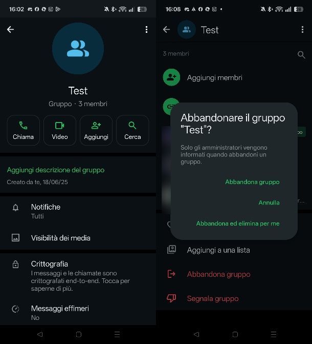 Abbandonare il gruppo