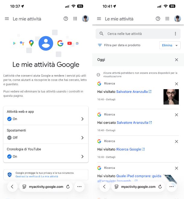 Attività Google smartphone
