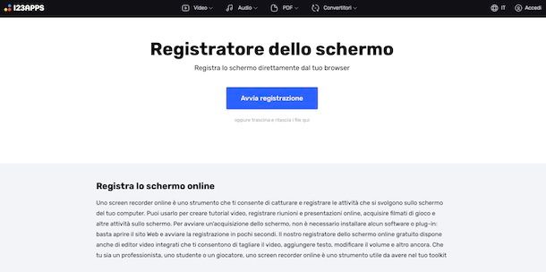 Registratore dello schermo di 123apps