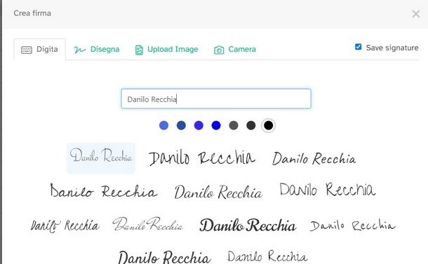 Usare lo strumento di firma online fornito da Sejda
