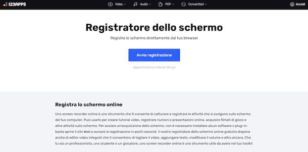 Registratore dello schermo di 123apps