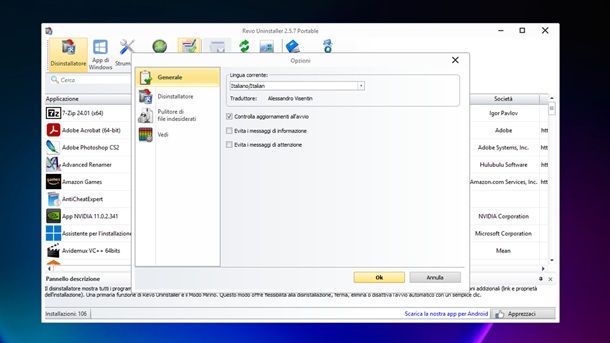 Revo Uninstaller programma terze parti Windows 11