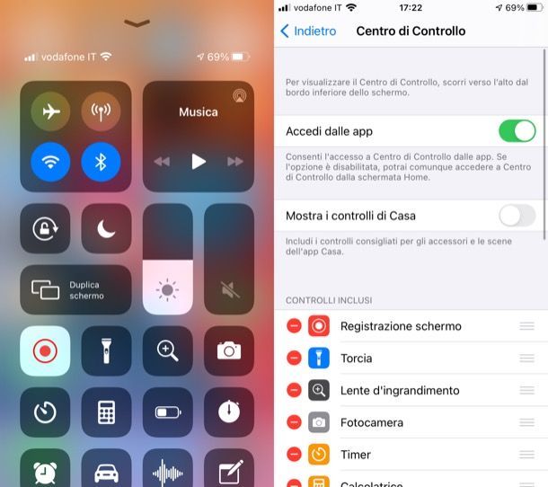 Registrazione schermo di iOS