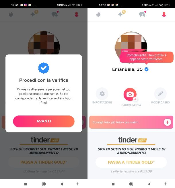 Verificare profilo Tinder