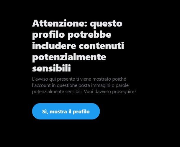 Come vedere account con contenuti sensibili su X