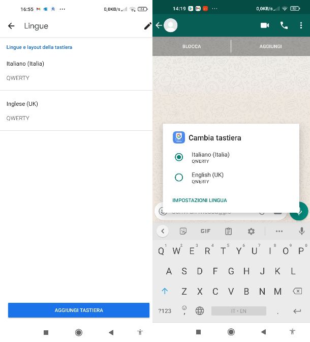 Cambiare lingua Gboard