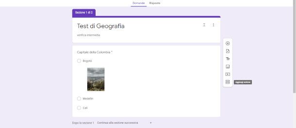 Sezione Google Moduli